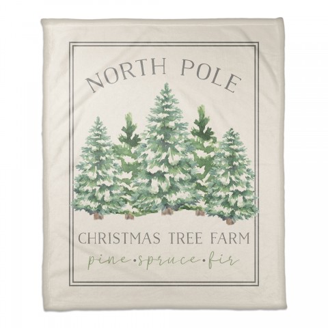 North Pole Christmas Tree Farm 50x60 Coral Fleece Blanket