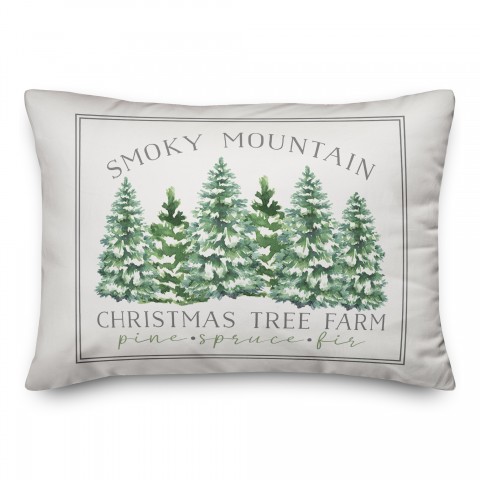Smokey Mountain Christmas Trees 14x20 Spun Poly Pillow