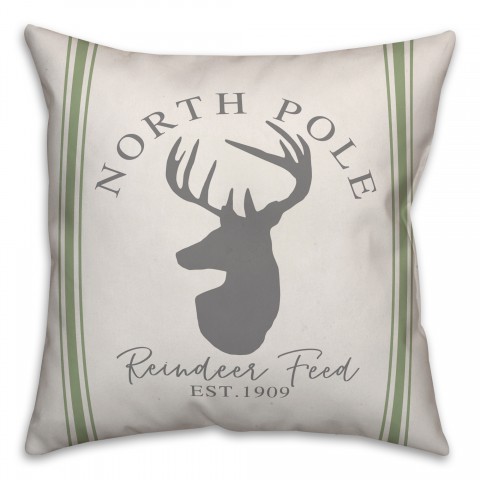 North Pole Reindeer Feed 18x18 Spun Poly Pillow