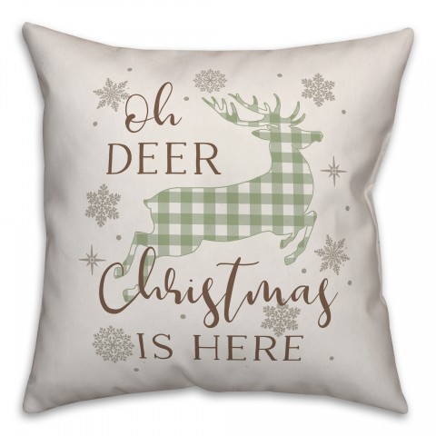 Oh Deer Christmas Is Here 18x18 Spun Poly Pillow