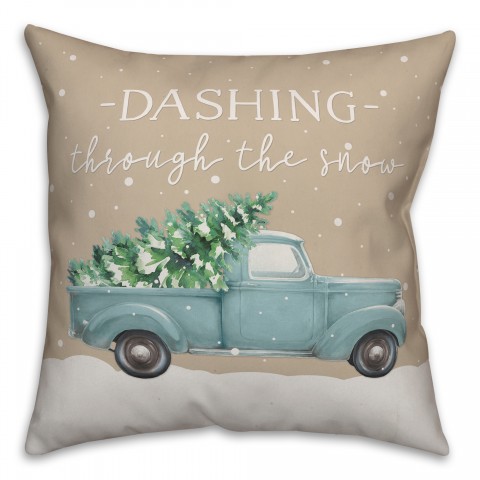 Dashing Through The Snow 18x18 Spun Poly Pillow