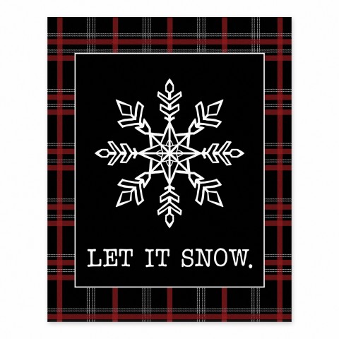 Let it Snow Farmhouse Plaid 8x10 Tabletop Canvas