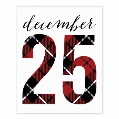 December 25 Farmhouse Plaid 8x10 Tabletop Canvas