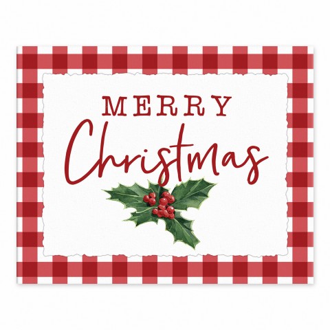 Merry Christmas Poinsetta 8x10 Tabletop Canvas