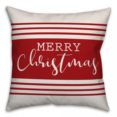 Merry Christmas Farmhouse Stripe Pillow