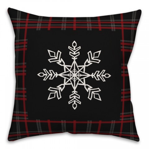 Snowflake Farmhouse Plaid Pillow