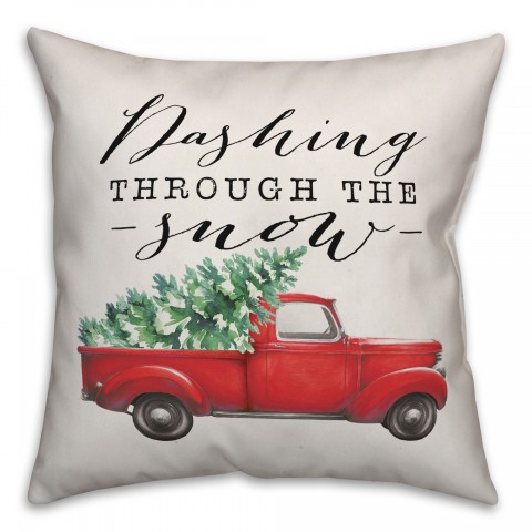 Dashing Through the Snow Red Truck Pillow