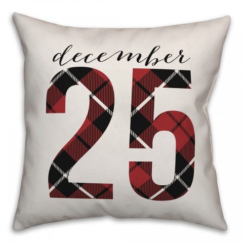 December 25 Farmhouse Plaid Pillow