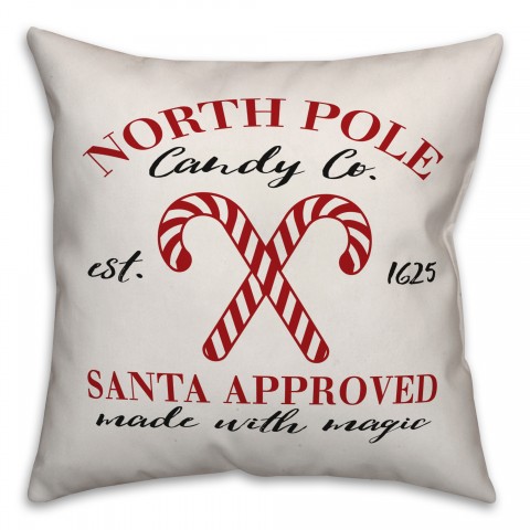 North Pole Candy Cane Co Pillow