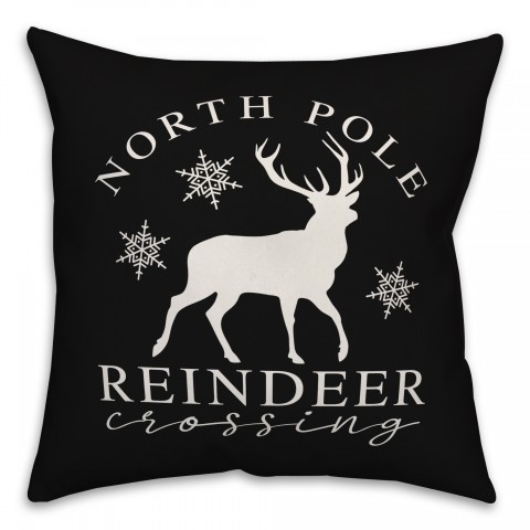 North Pole Reindeer Crossing Pillow