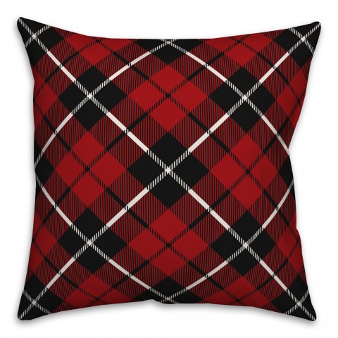 Red and Black Farmhouse Plaid 18x18 Spun Poly Pillow