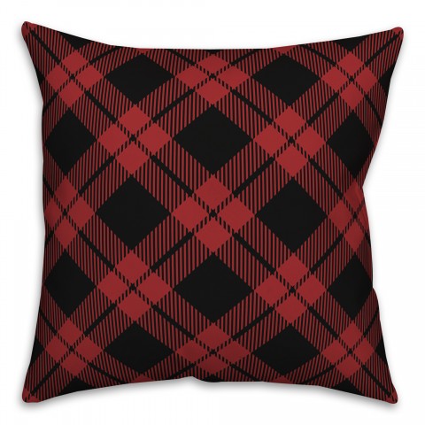 Red and Black Plaid 18x18 Spun Poly Pillow