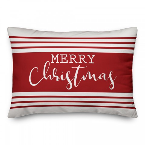 Merry Christmas Farmhouse Stripe Pillow