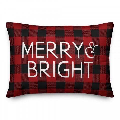 Merry & Bright Red Plaid Pillow
