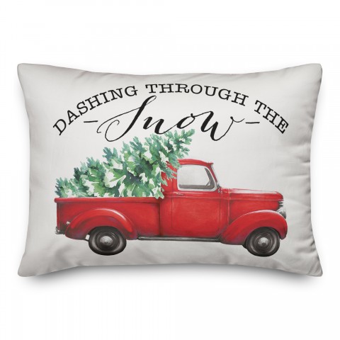 Dashing Through the Snow Red Truck Pillow