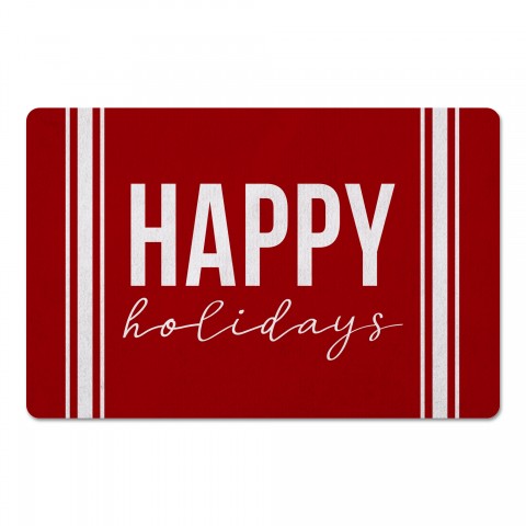 Happy Holidays Farmhouse Stripe 27x18 Floor Mat