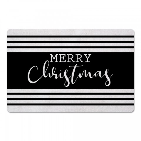 Merry Christmas Farmhouse Stripes 27x18 Floor Mat