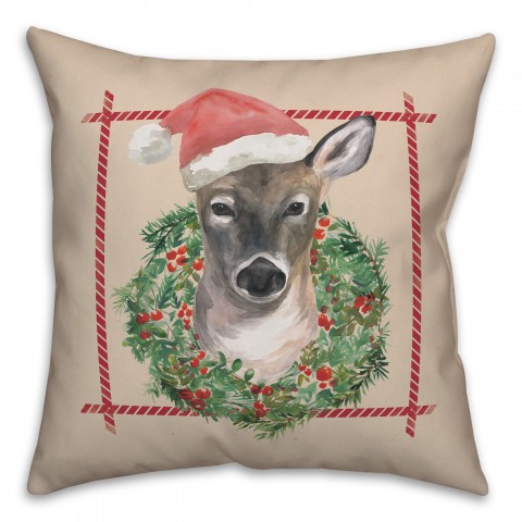 Deer with Wreath Pillow
