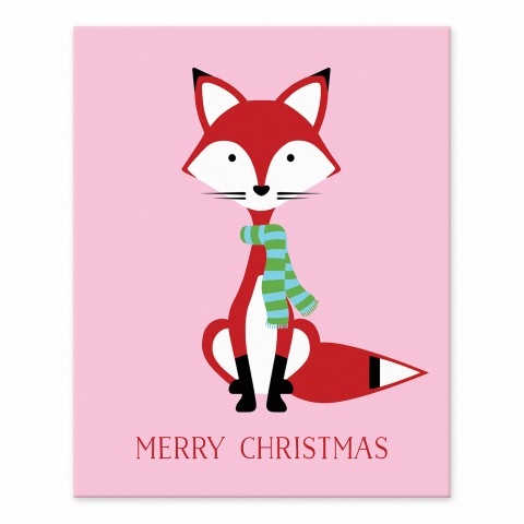 Merry Christmas Fox 8x10 Tabletop Canvas