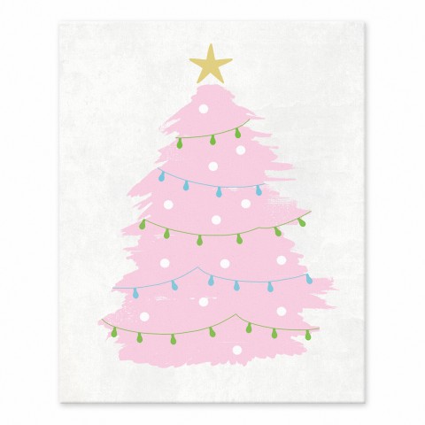 Pink Christmas Tree 8x10 Tabletop Canvas