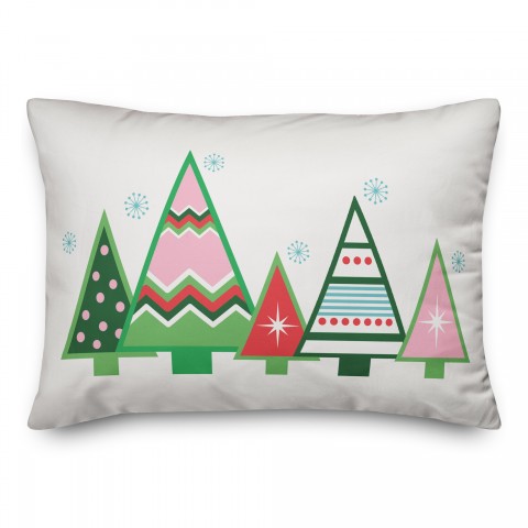 Colorful Christmas Trees Pillow