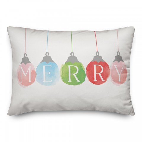 Merry Colorful Ornaments Pillow