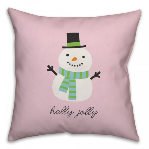 Holly Jolly Snowman Pillow