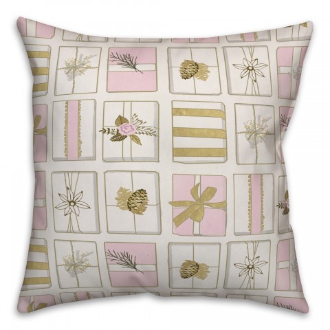 Pink and gold gift pattern Pillow