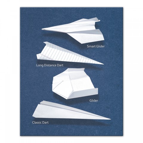 Paper Airplane Models 16x20 Canvas Wall Art