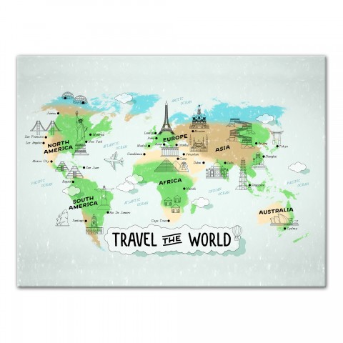 Travel the World Map 30x40 Canvas Wall Art