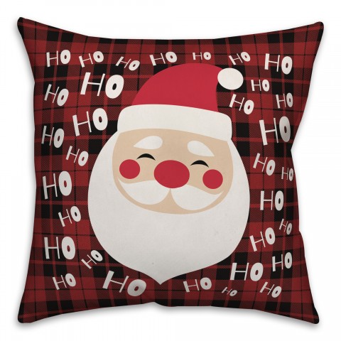 Plaid Santa HoHoHo Pillow
