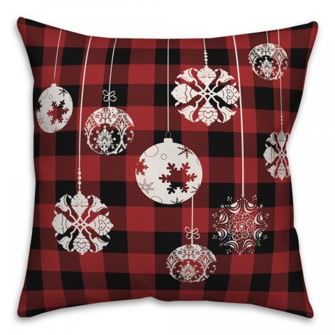 Plaid Vintage Christmas Ornaments Pillow