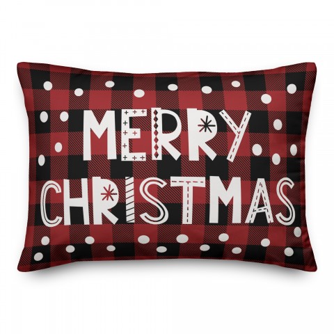 Plaid Merry Christmas Pillow