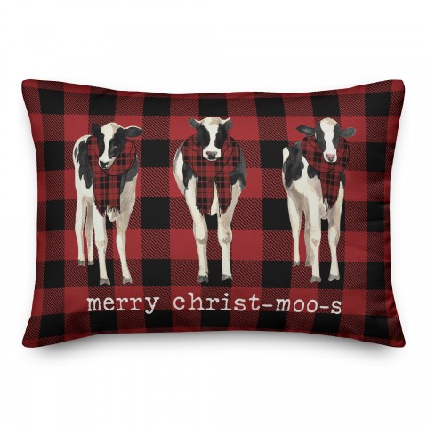 Plaid Merry Christ-Moos Pillow