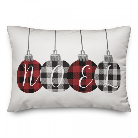 Plaid Noel Ornaments Pillow