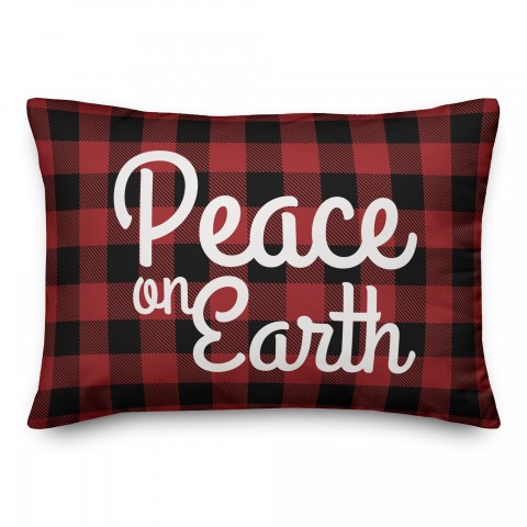 Plaid Peace On Earth Pillow
