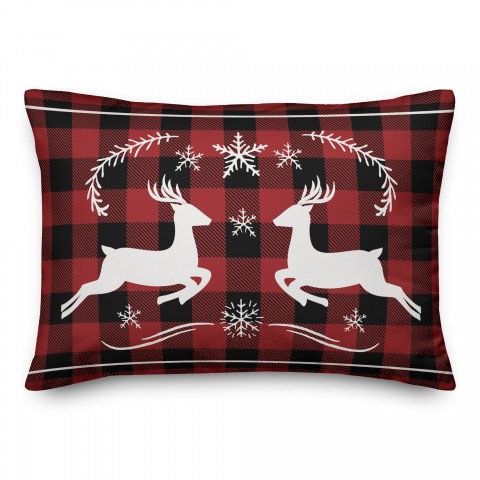 Plaid Vintage Reindeer Pillow