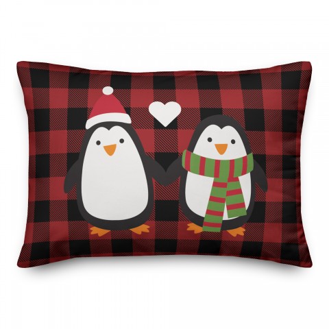 Plaid Penguin Love Pillow