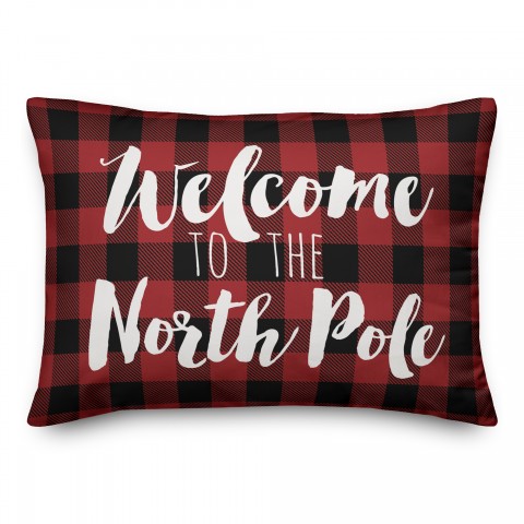 Plaid Welcome To The North Pole Pillow