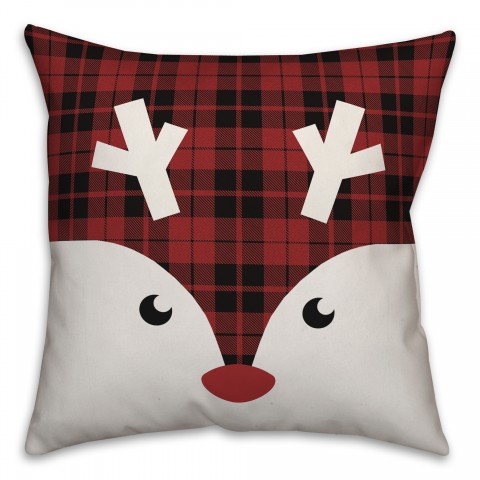 Plaid Reindeer Pillow