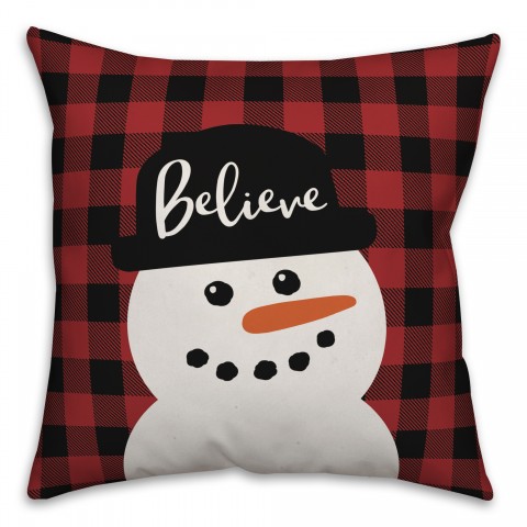 Plaid Snowman Pillow