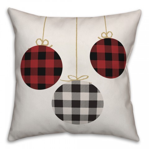 Plaid Christmas Ornaments Pillow