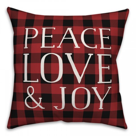 Plaid Peace Love & Joy Pillow