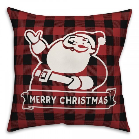 Plaid Retro Santa Pillow