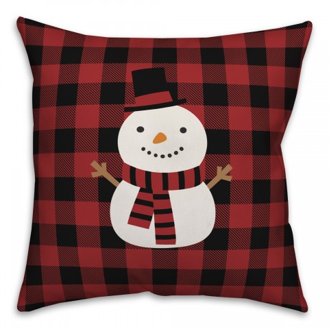 Plaid Snowman Pillow