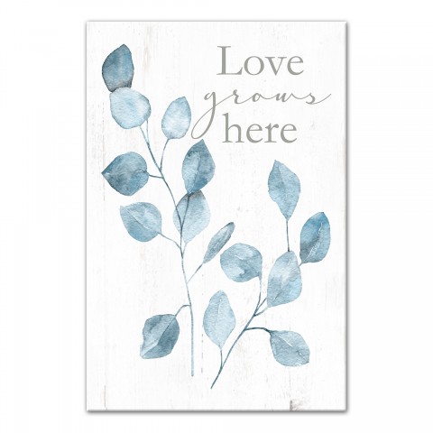 Love Grows Here Eucalyptus 16x24 Canvas Wall Art
