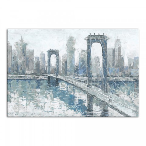 Soft Blue Bridge 32x48 Canvas Wall Art