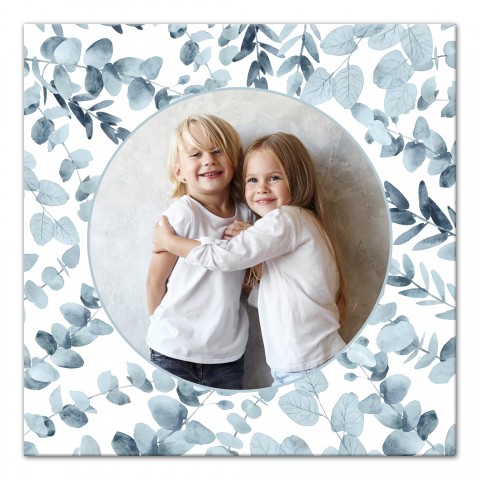 Blue Eucalyptus Floral 16x16 Personalized Canvas Wall Art