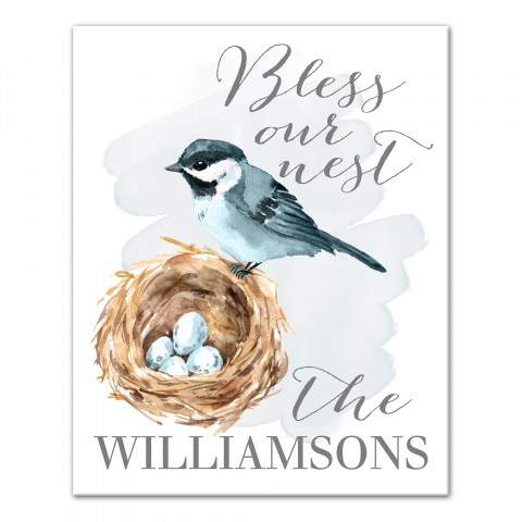 Watercolor Blue Bird 16x20 Personalized Canvas Wall Art