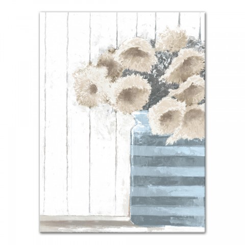 Shiplap and Cream Flowers 18x24 Canvas Wall Art